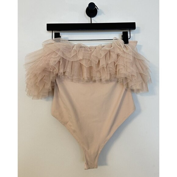 FREE PEOPLE Big Love Tulle Accent Sleeveless Bodysuit in Dusty Pink Size Small - Picture 5 of 7